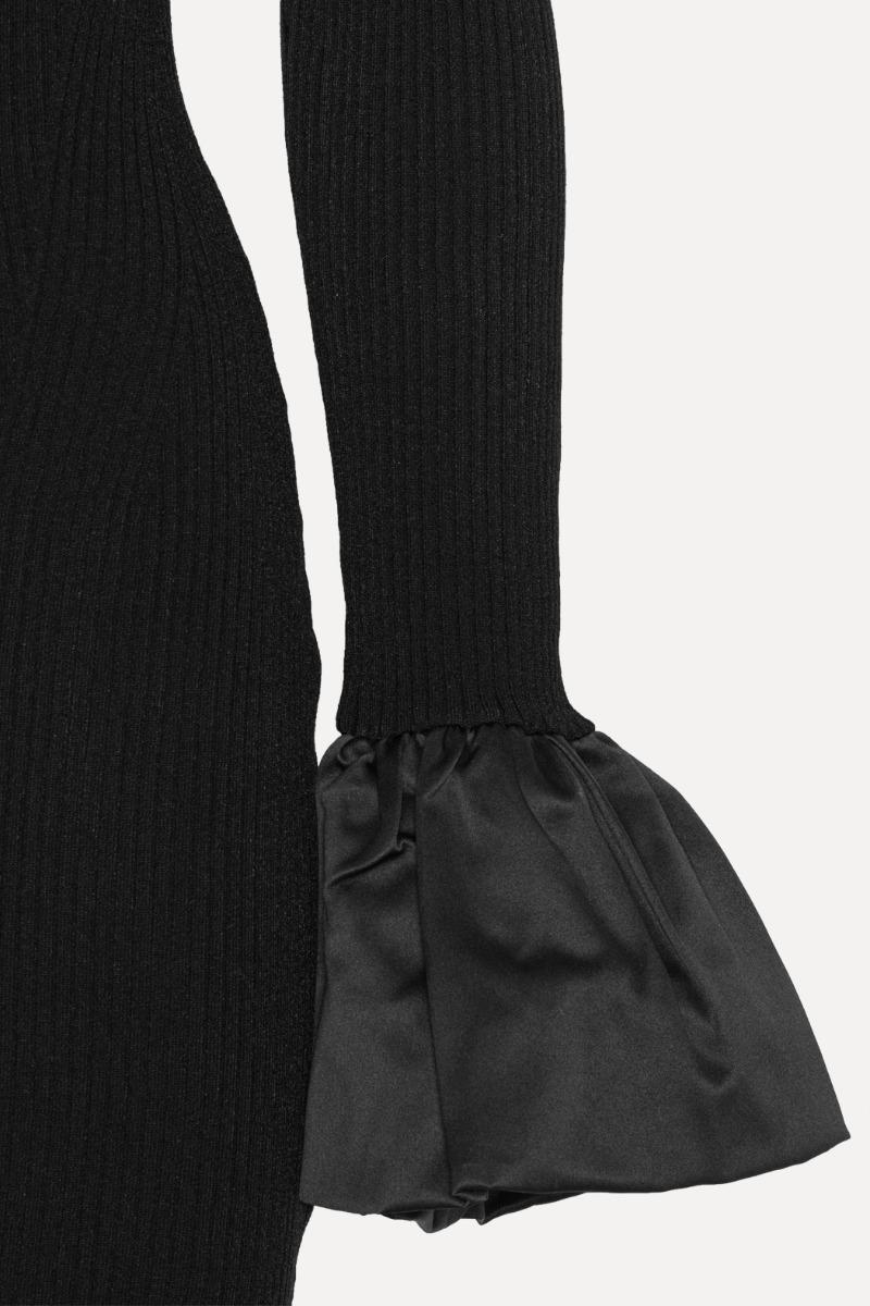 Rotate Birger Christensen Knit Mini Cutout Dress Black