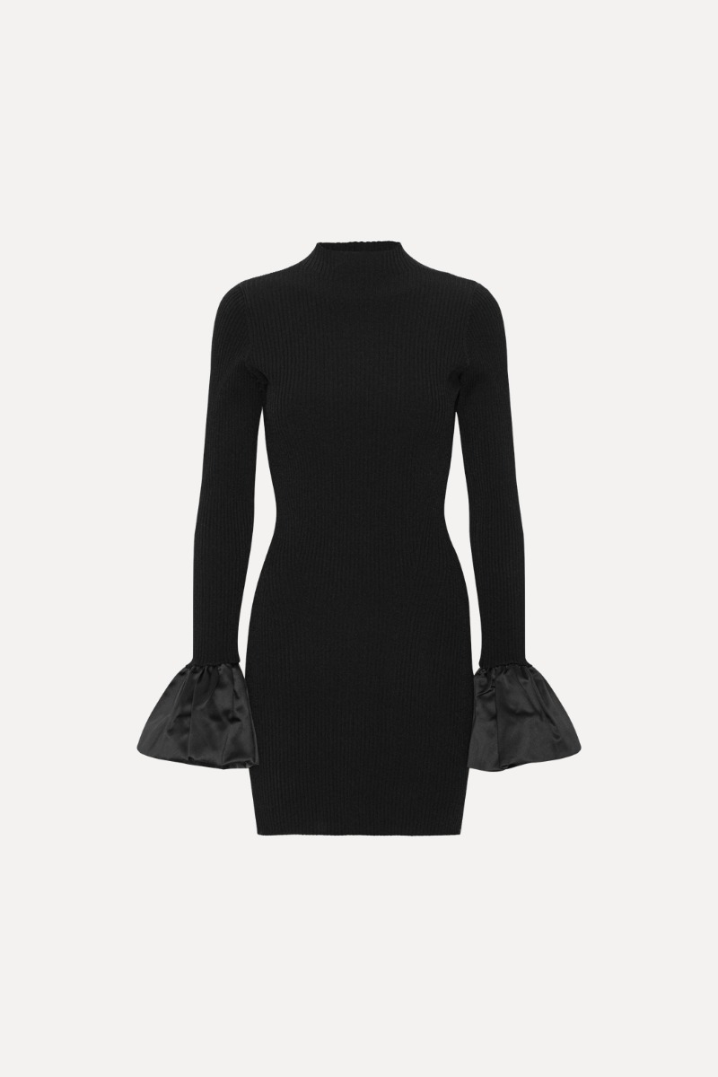 rotate birger christensen Knit Mini Cutout Dress Black