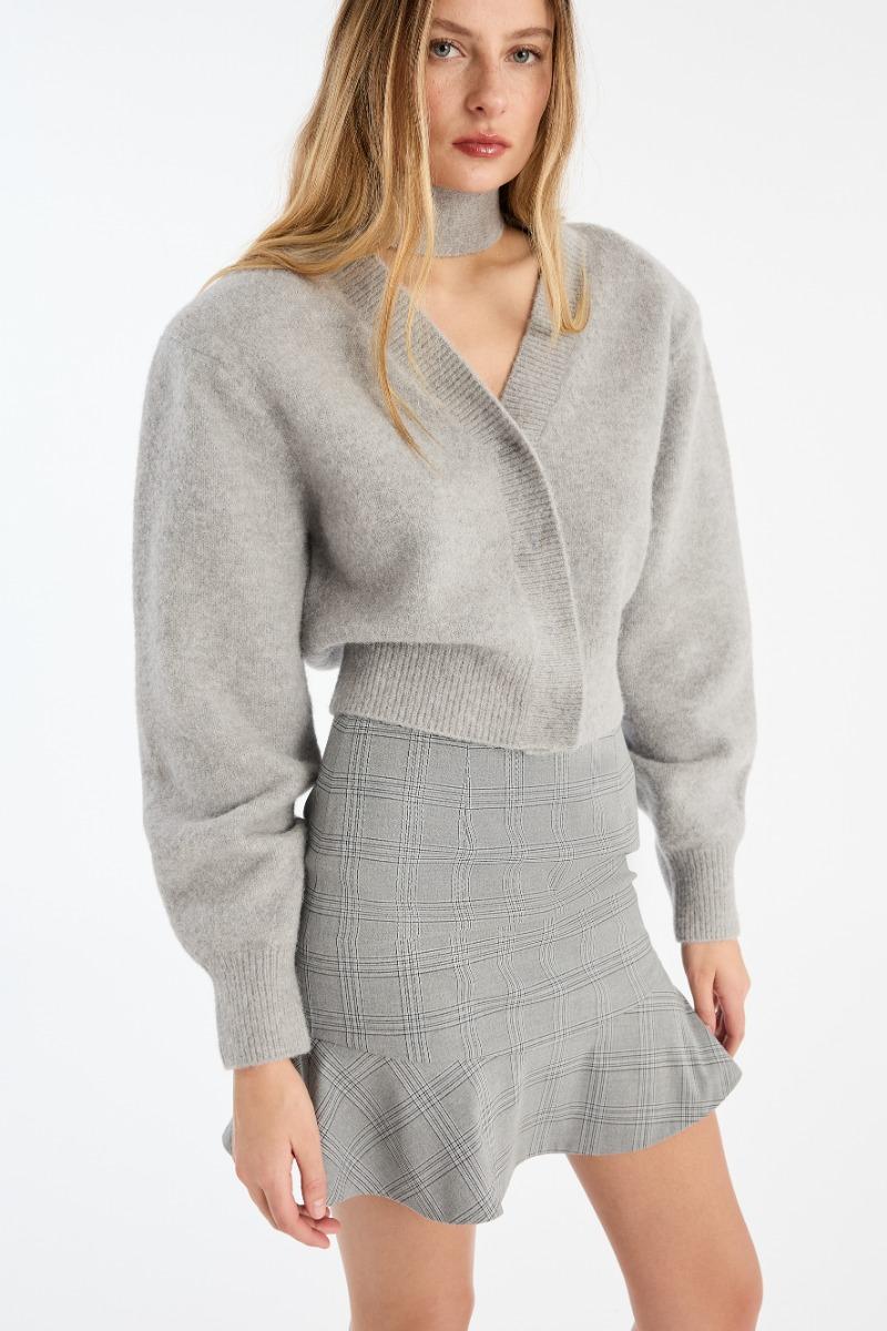 Rotate Birger Christensen Knit Scarf Cardigan Light Grey