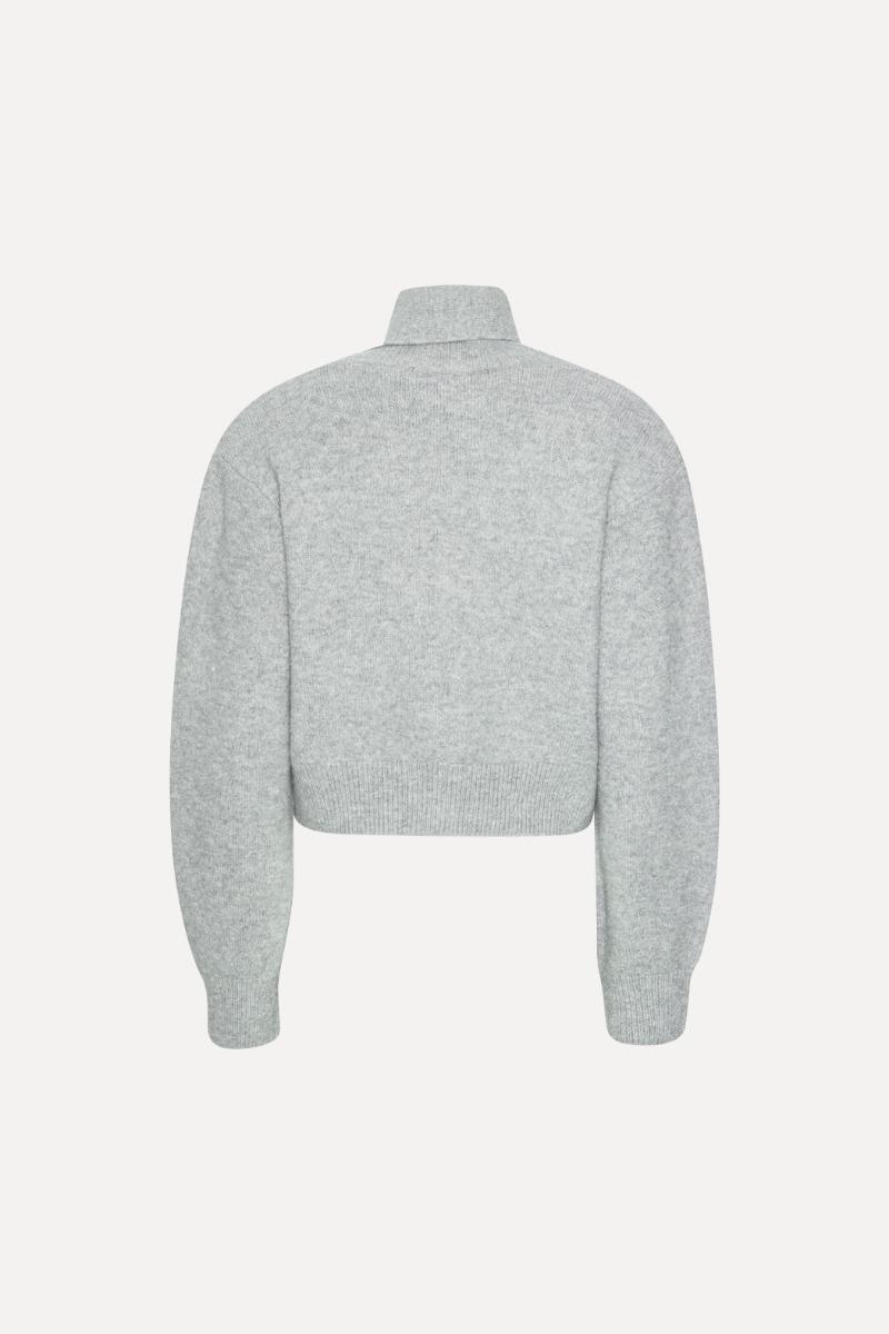 Rotate Birger Christensen Knit Scarf Cardigan Light Grey