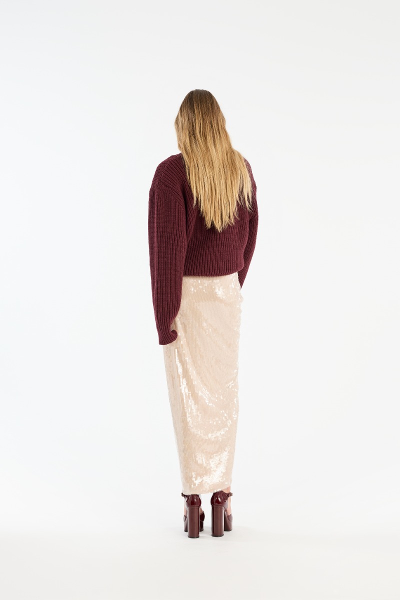 Rotate Birger Christensen Knit Turtleneck Jumper Burgundy