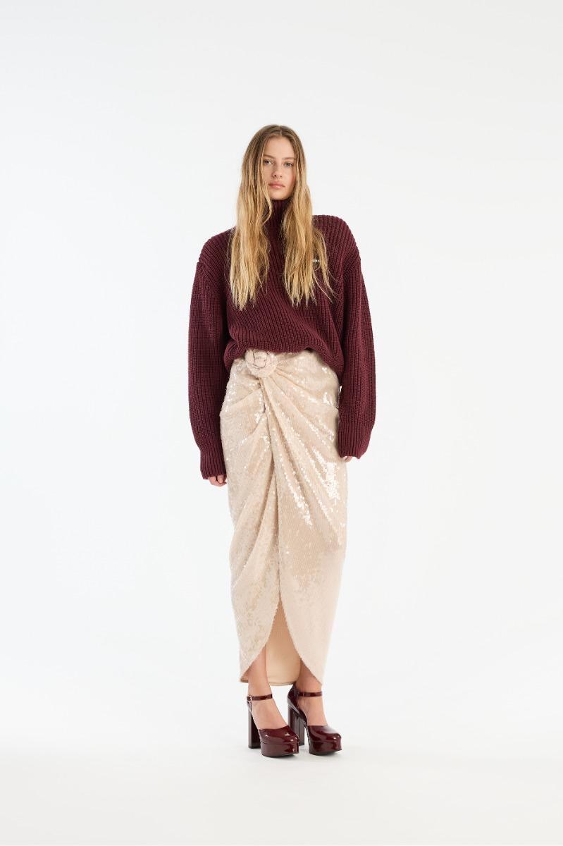 rotate birger christensen Knit Turtleneck Jumper Burgundy