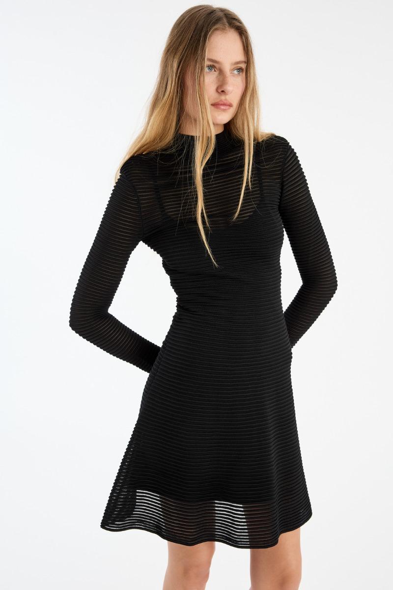 Rotate Birger Christensen Knitted Flared Mini Dress Black