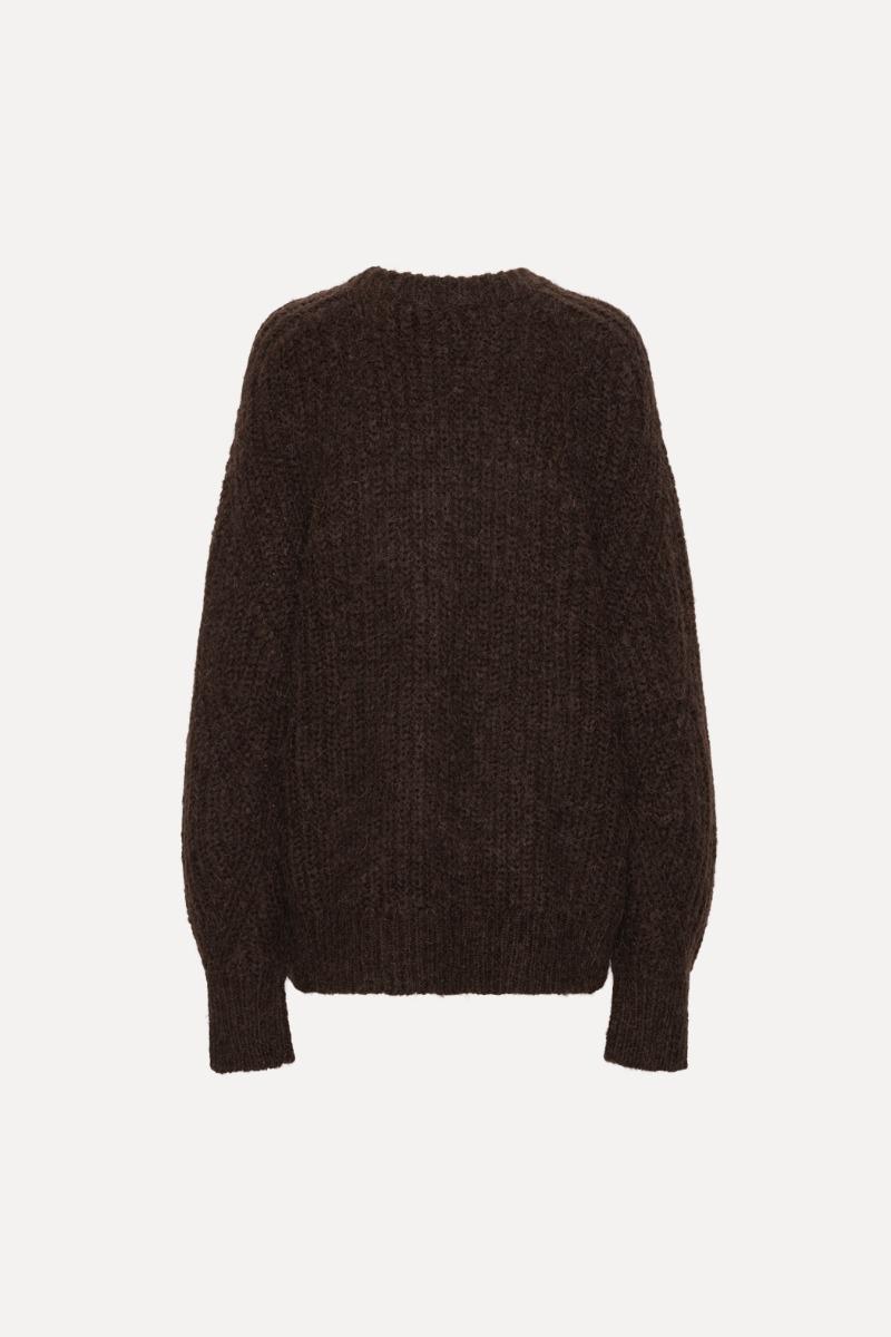 Rotate Birger Christensen Knitted Logo Sweater Dark Brown