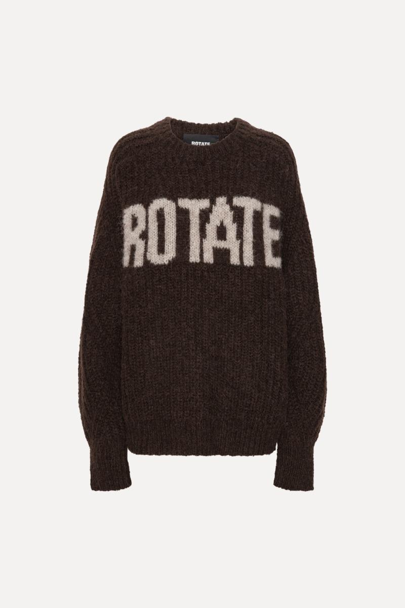rotate birger christensen Knitted Logo Sweater Dark Brown