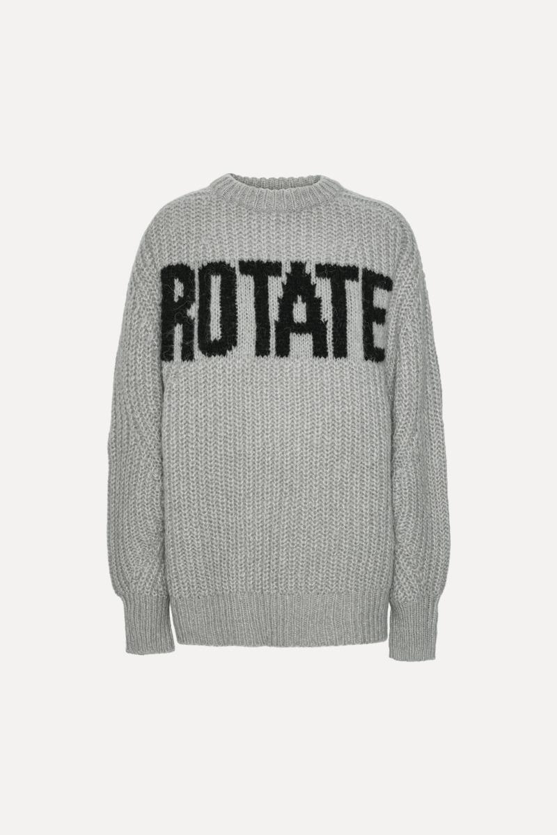 Rotate Birger Christensen Knitted Logo Sweater Light Grey