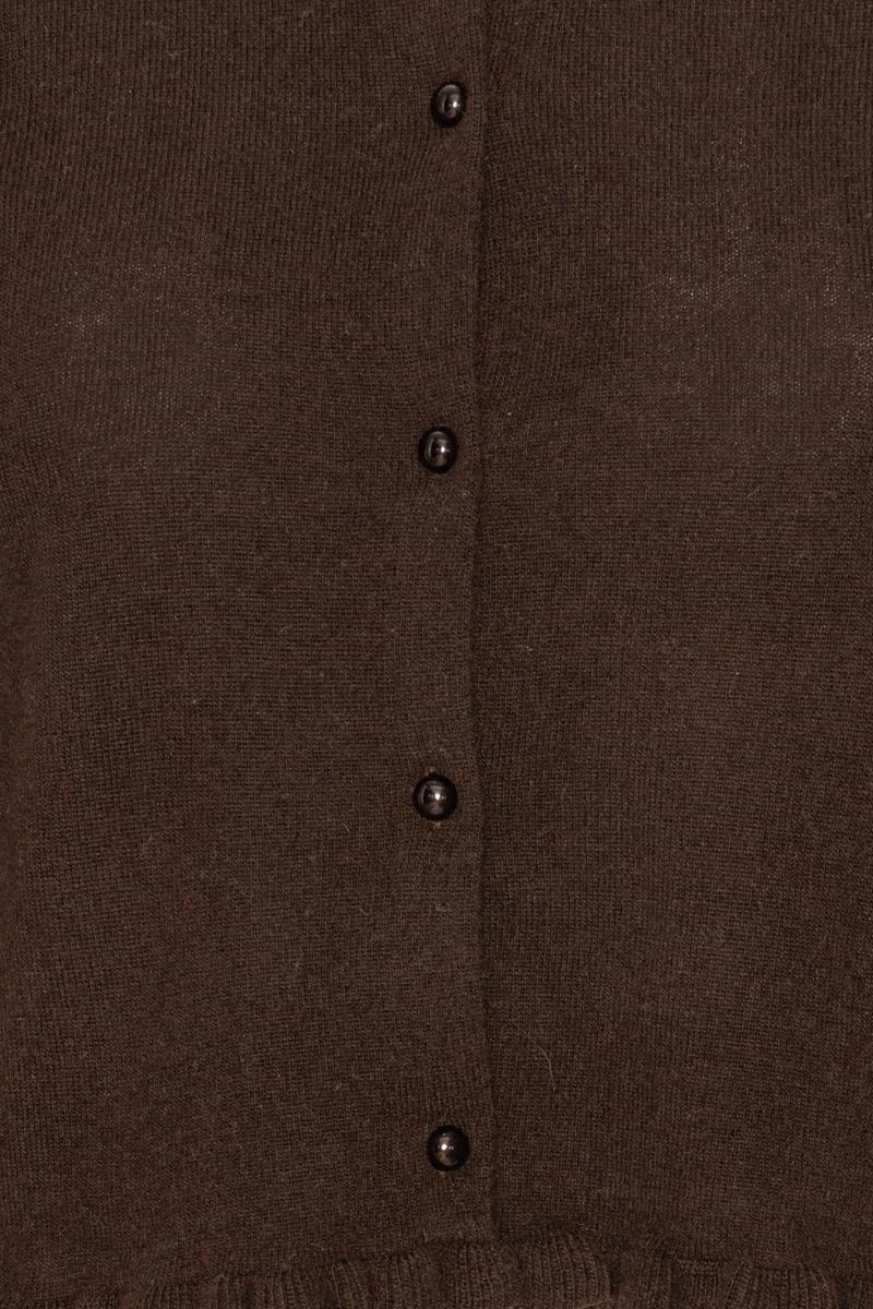 Rotate Birger Christensen Knitted Polo Cardigan Dark Brown