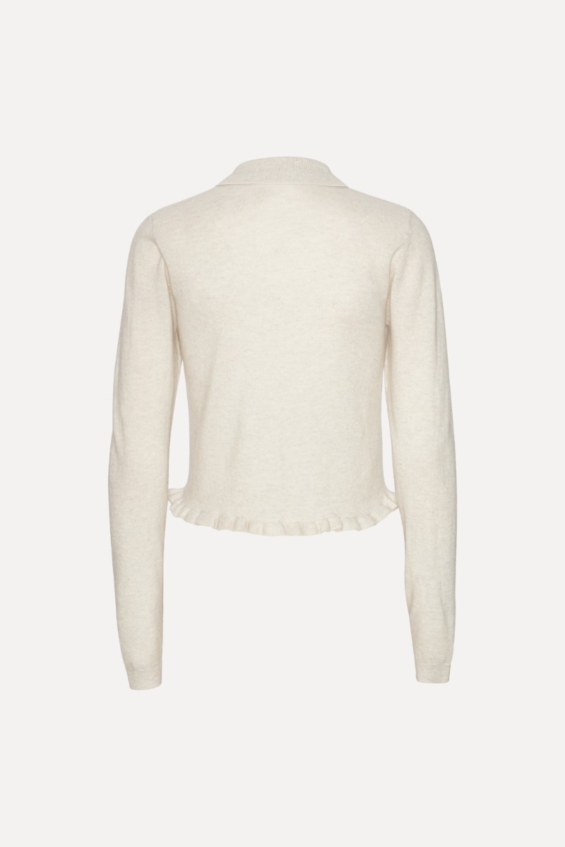 Rotate Birger Christensen Knitted Polo Cardigan Light Grey