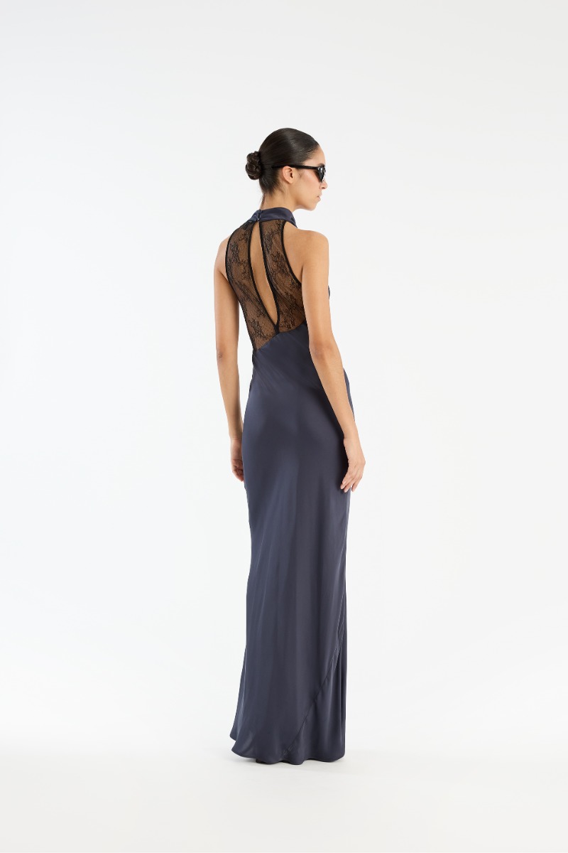 Rotate Birger Christensen Lace Maxi Dress Dark Blue