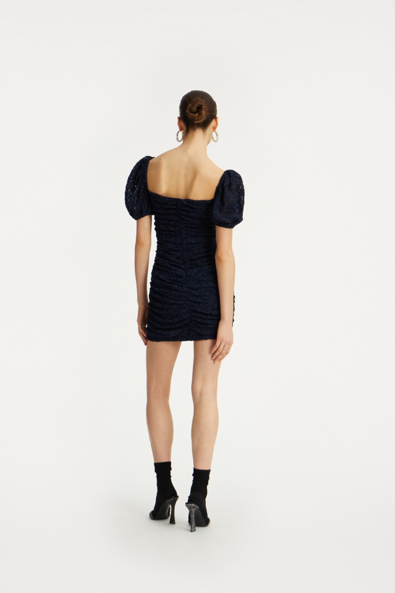 Rotate Birger Christensen Lace Mini Dress Dark Blue