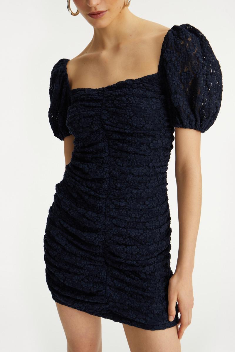 Rotate Birger Christensen Lace Mini Dress Dark Blue
