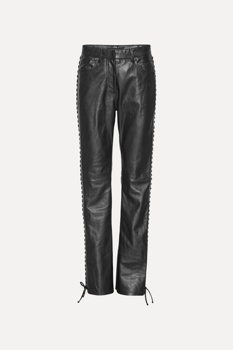 Rotate Birger Christensen Laced Leather Pants Black