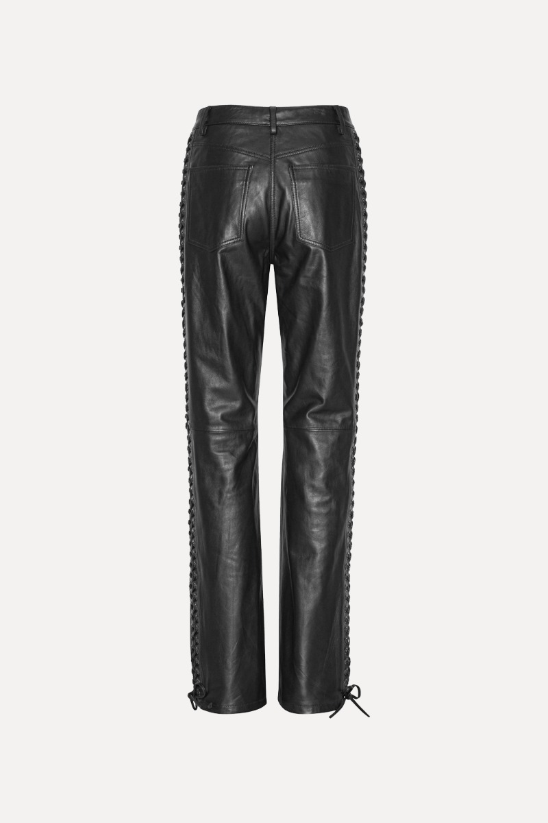 Rotate Birger Christensen Laced Leather Pants Black