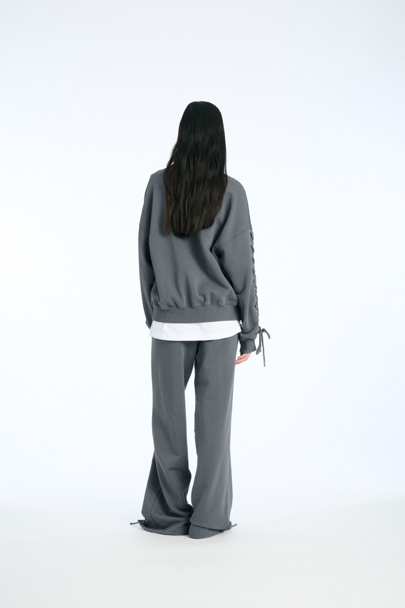 Rotate Birger Christensen Lacing Crewneck Dark Grey