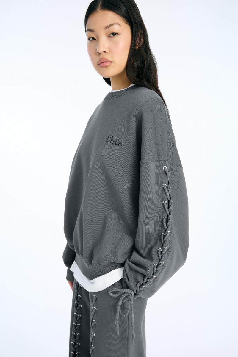 Rotate Birger Christensen Lacing Crewneck Dark Grey