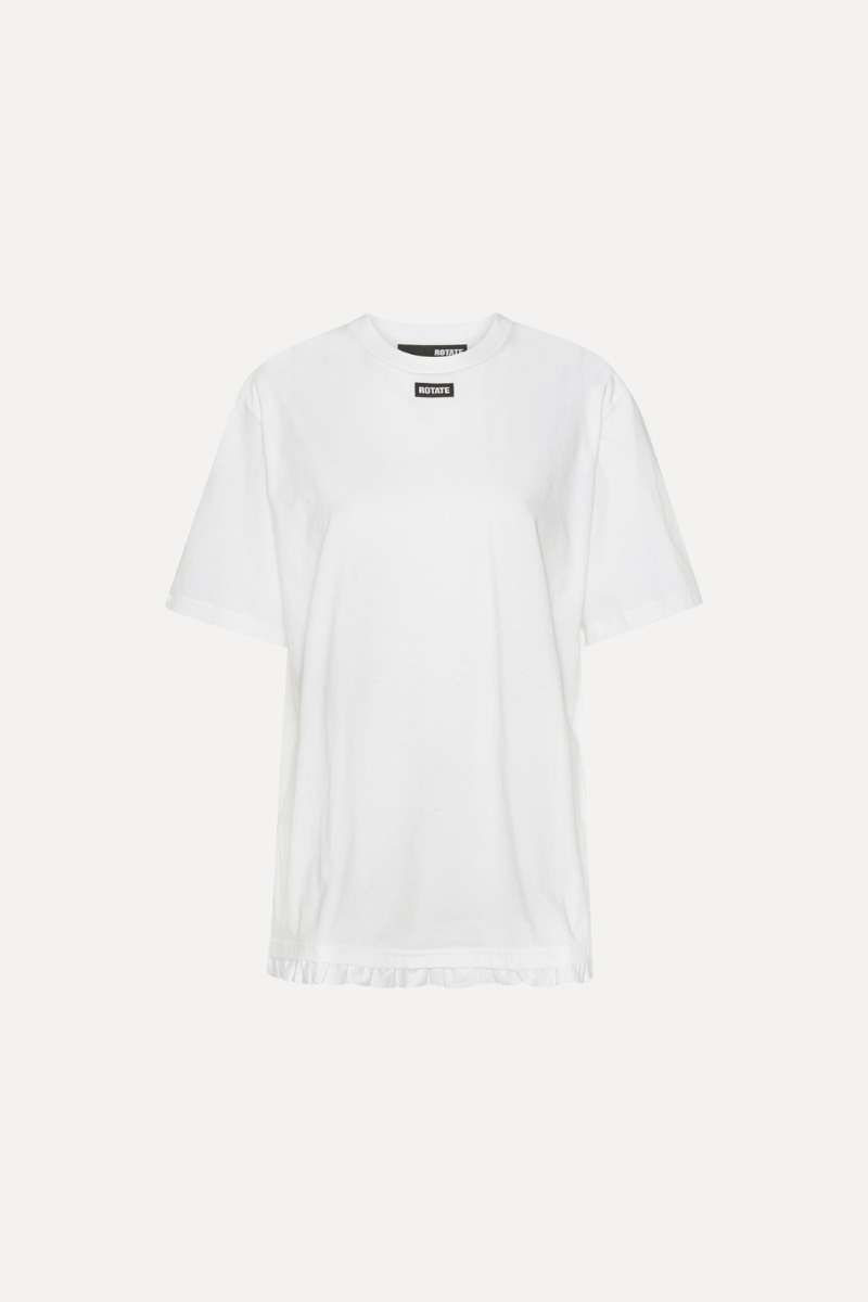 Rotate Birger Christensen Large T-shirt W/ Ruffle Bright White