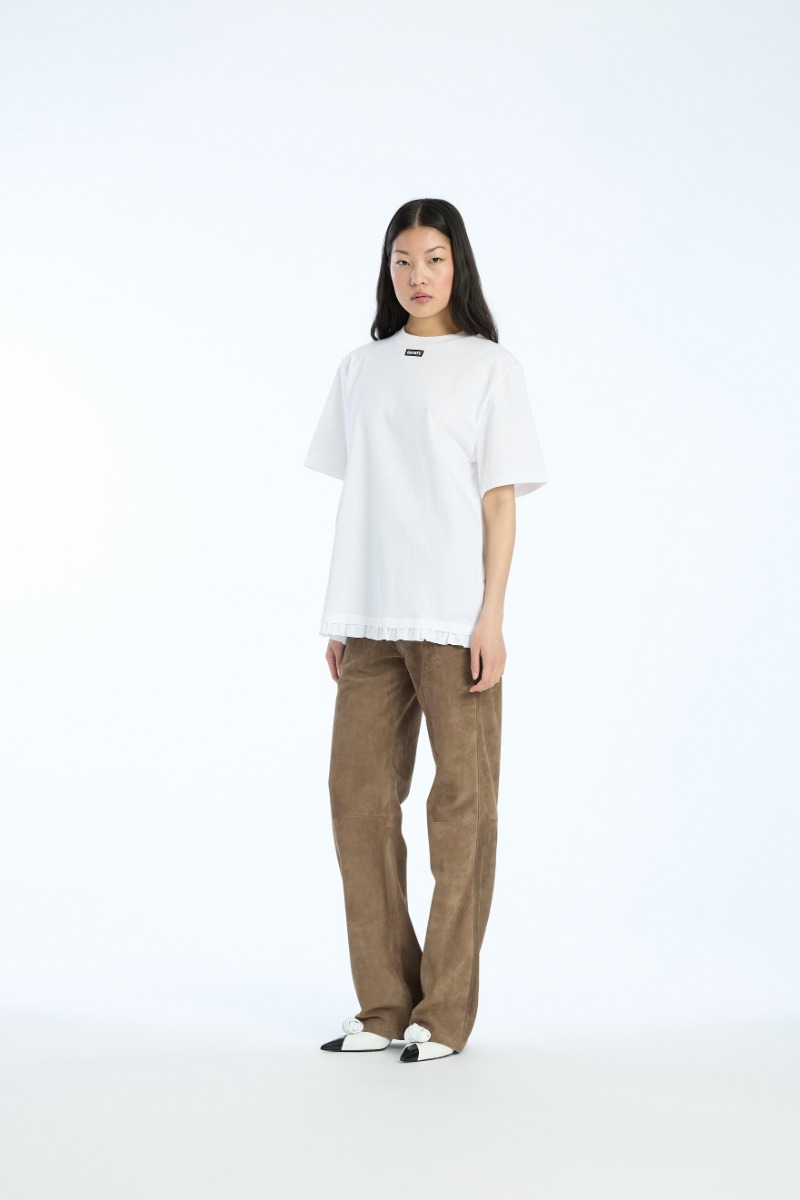 rotate birger christensen Large T-shirt W/ Ruffle Bright White