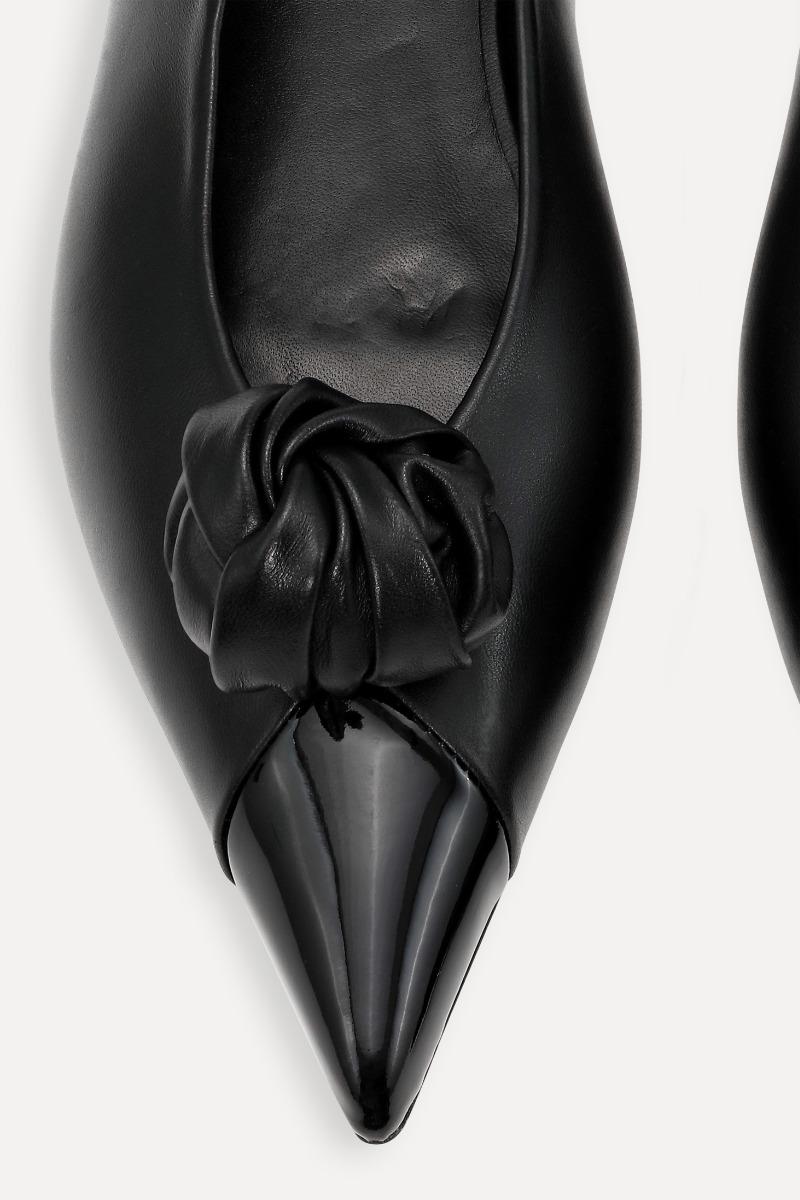 Rotate Birger Christensen Leather Knot Ballerina Black