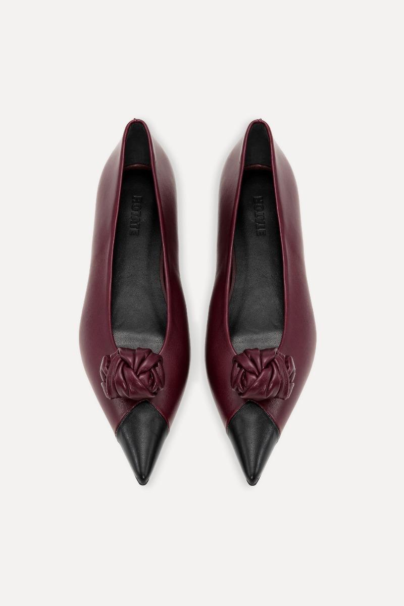 Rotate Birger Christensen Leather Knot Ballerina Burgundy