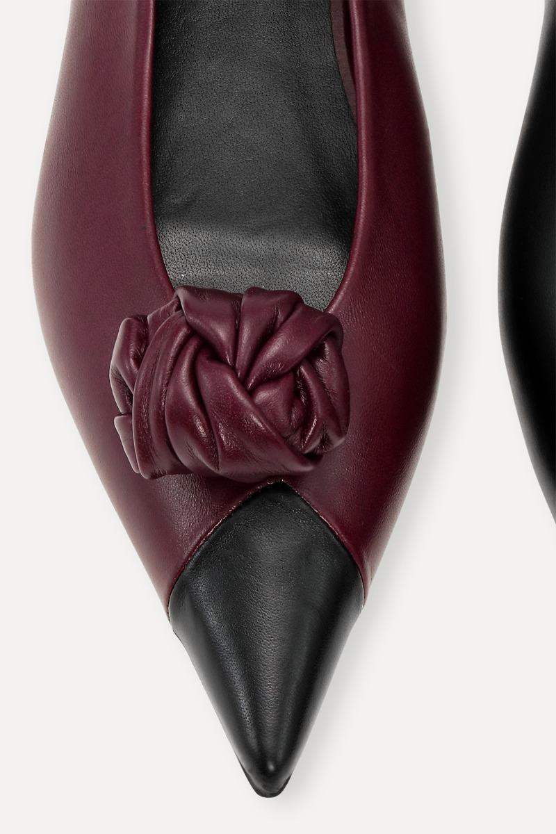 Rotate Birger Christensen Leather Knot Ballerina Burgundy
