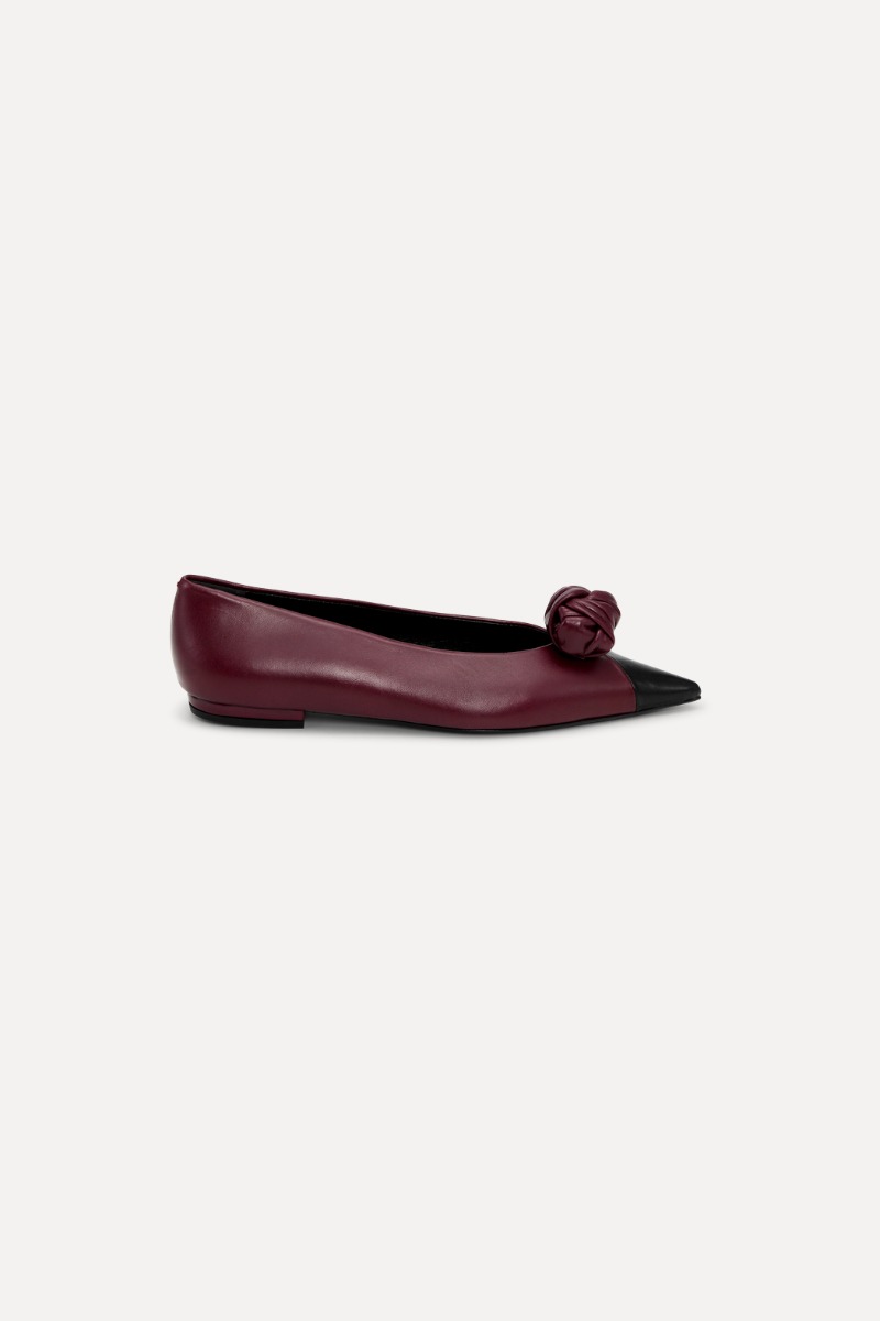 rotate birger christensen Leather Knot Ballerina Burgundy
