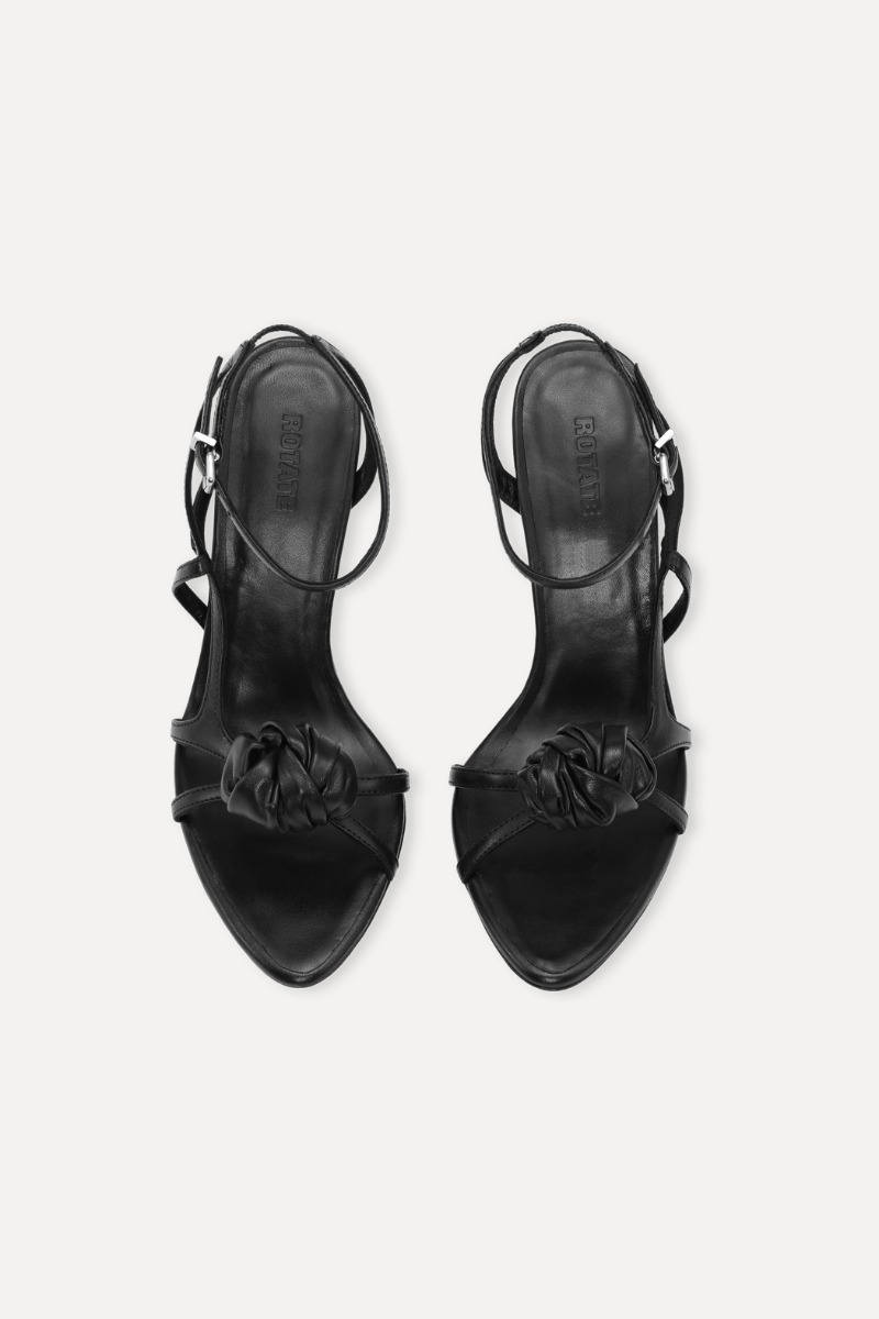 Rotate Birger Christensen Leather Knot Sandal Black