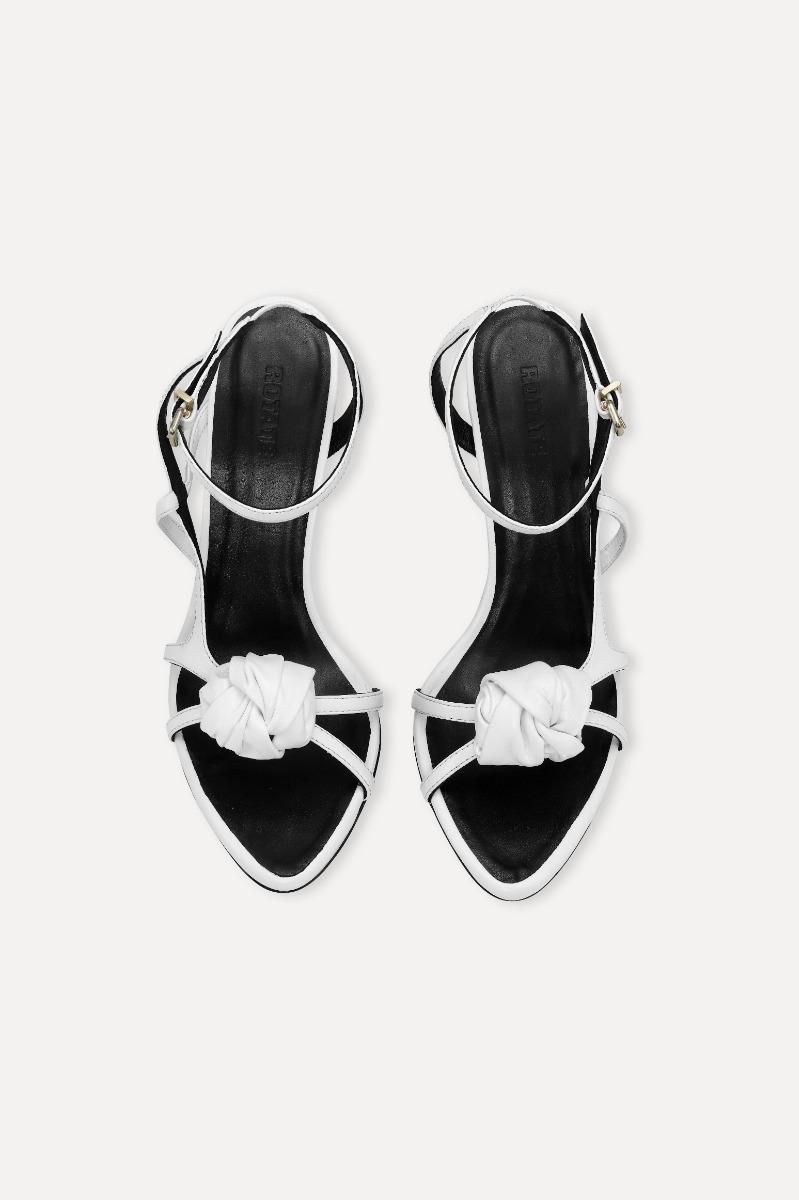 Rotate Birger Christensen Leather Knot Sandal Bright White