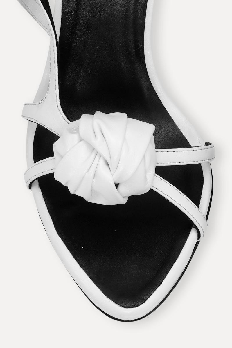 Rotate Birger Christensen Leather Knot Sandal Bright White