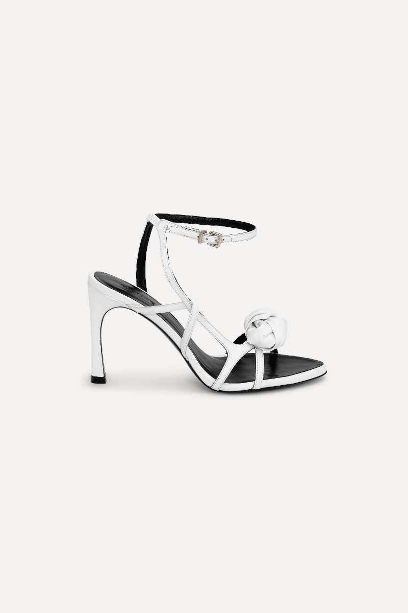 rotate birger christensen Leather Knot Sandal Bright White