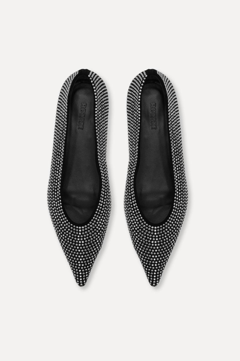 Rotate Birger Christensen Leather Pointed Ballerina Rhinestone