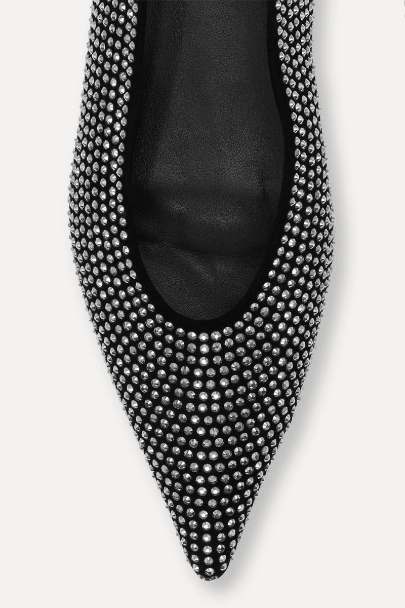 Rotate Birger Christensen Leather Pointed Ballerina Rhinestone