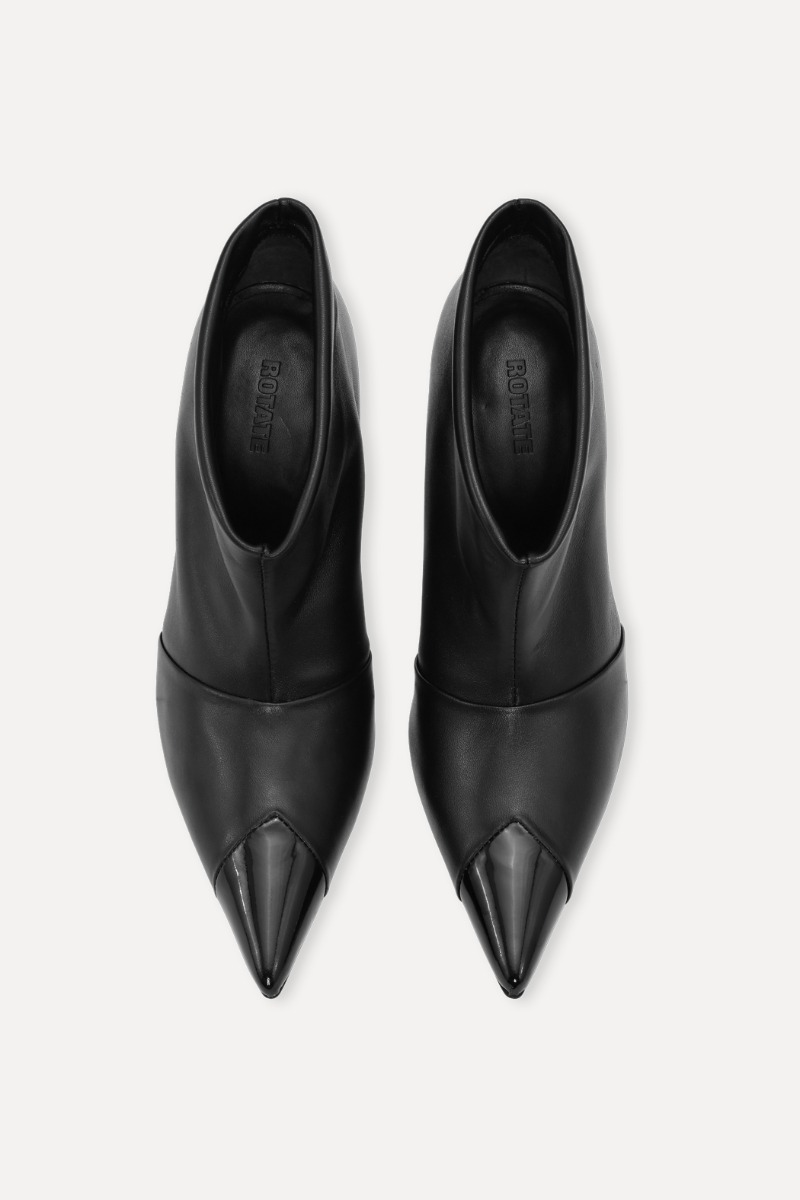 Rotate Birger Christensen Leather Pointed Toe Boot Black