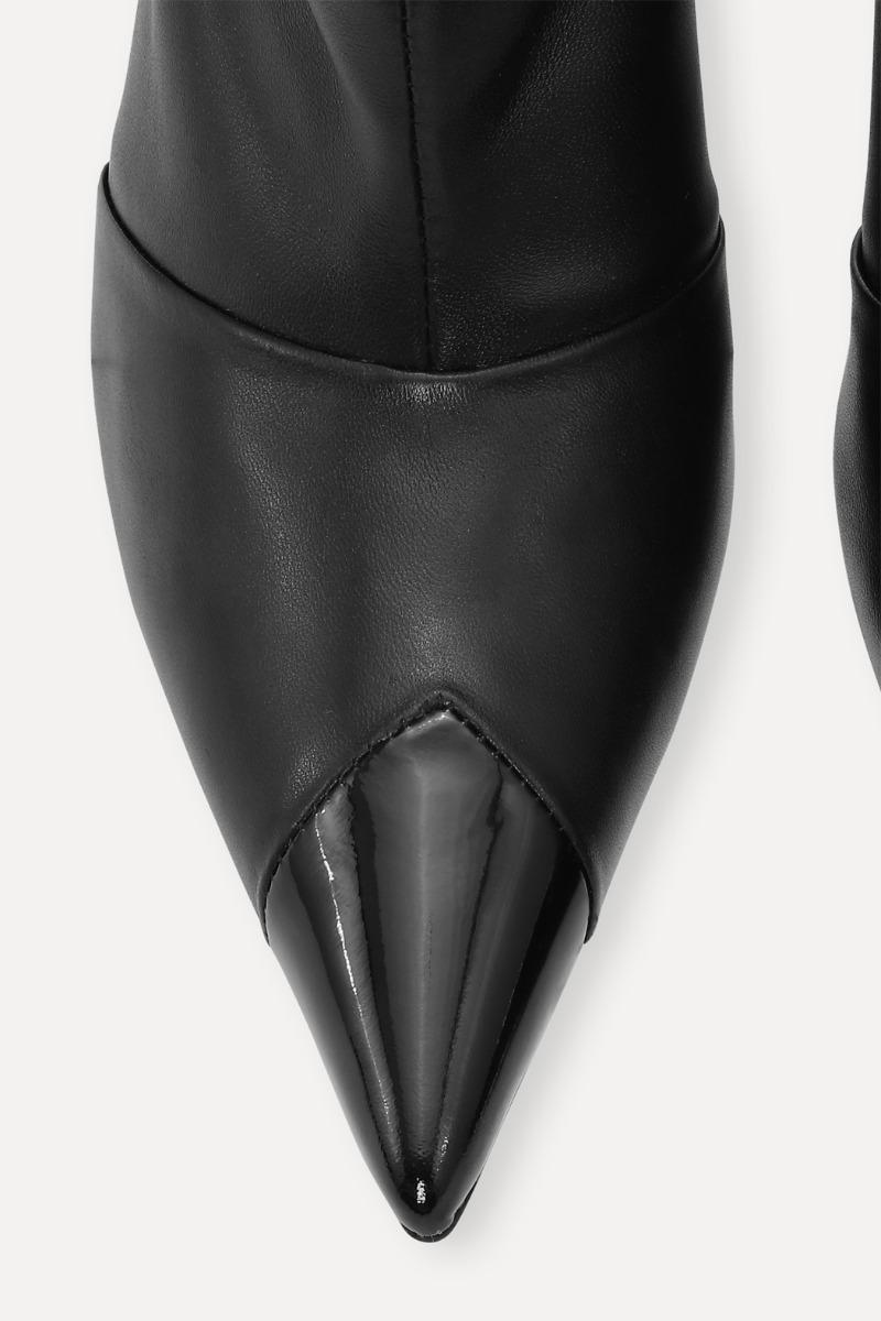 Rotate Birger Christensen Leather Pointed Toe Boot Black