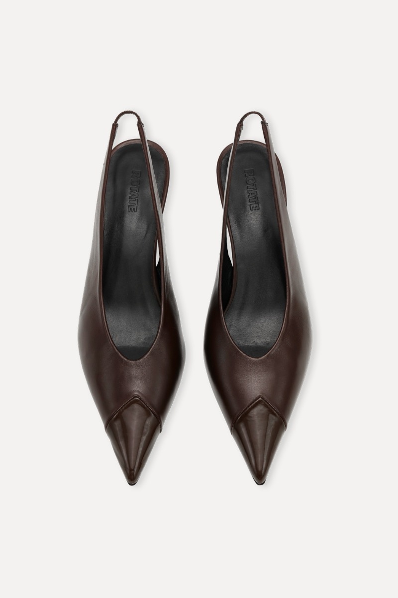 Rotate Birger Christensen Leather Slingback Pump Chocolate Brown