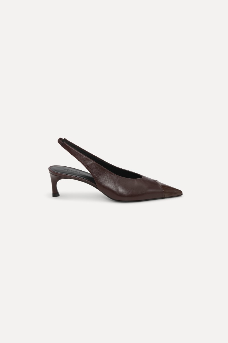 rotate birger christensen Leather Slingback Pump Chocolate Brown