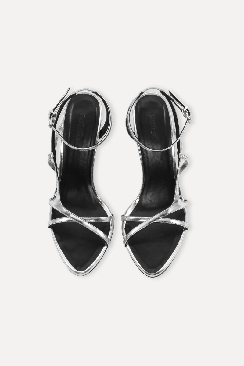 Rotate Birger Christensen Leather Strappy Sandal Silver