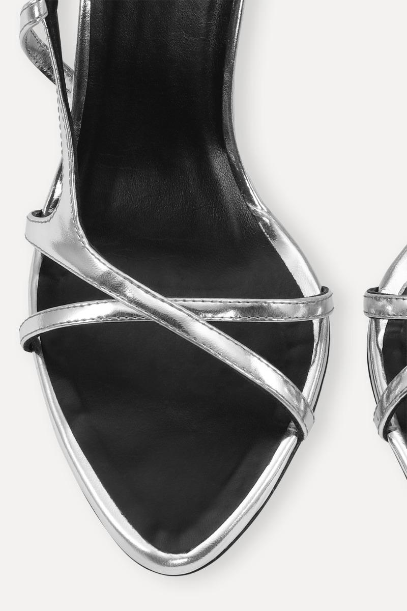Rotate Birger Christensen Leather Strappy Sandal Silver