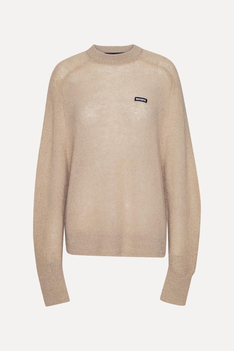 Rotate Birger Christensen Light Knit Logo Sweater Beige
