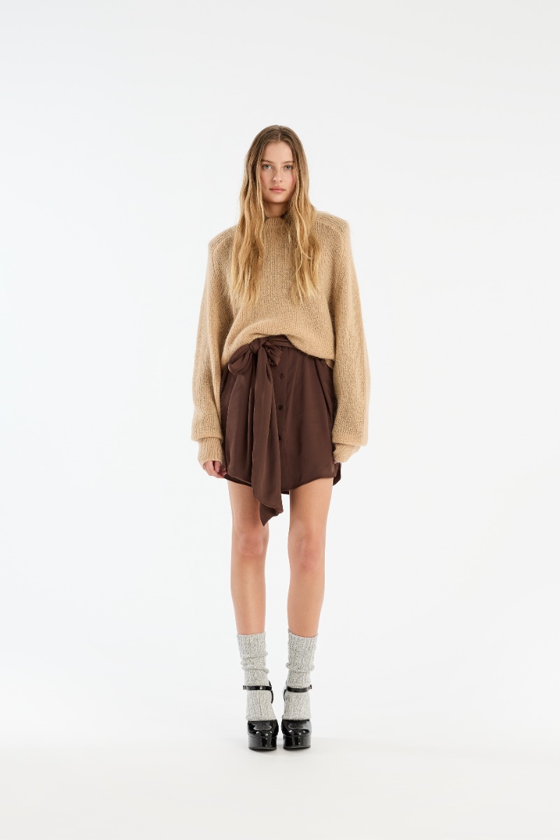 rotate birger christensen Light Knit Logo Sweater Beige