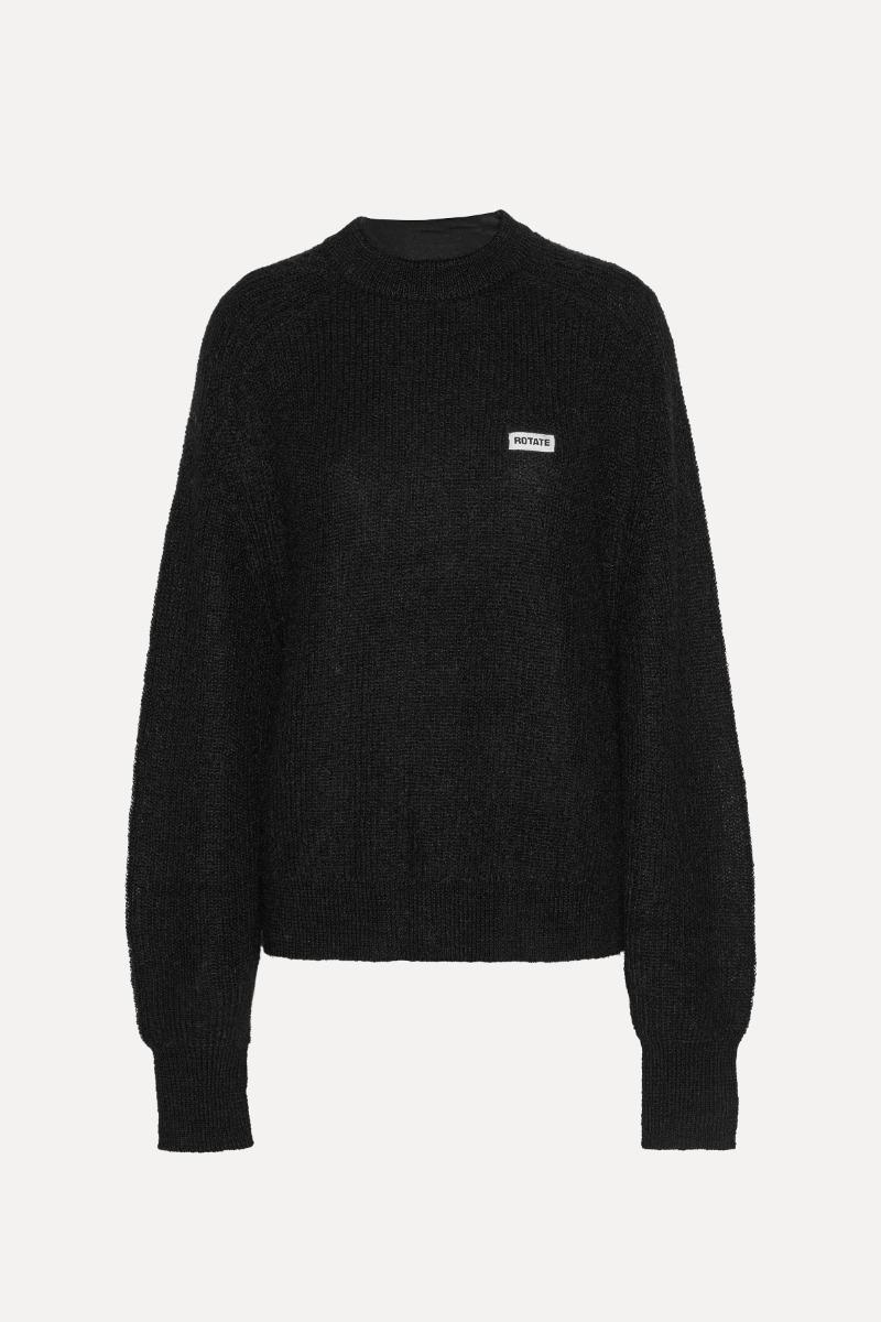 Rotate Birger Christensen Light Knit Logo Sweater Black
