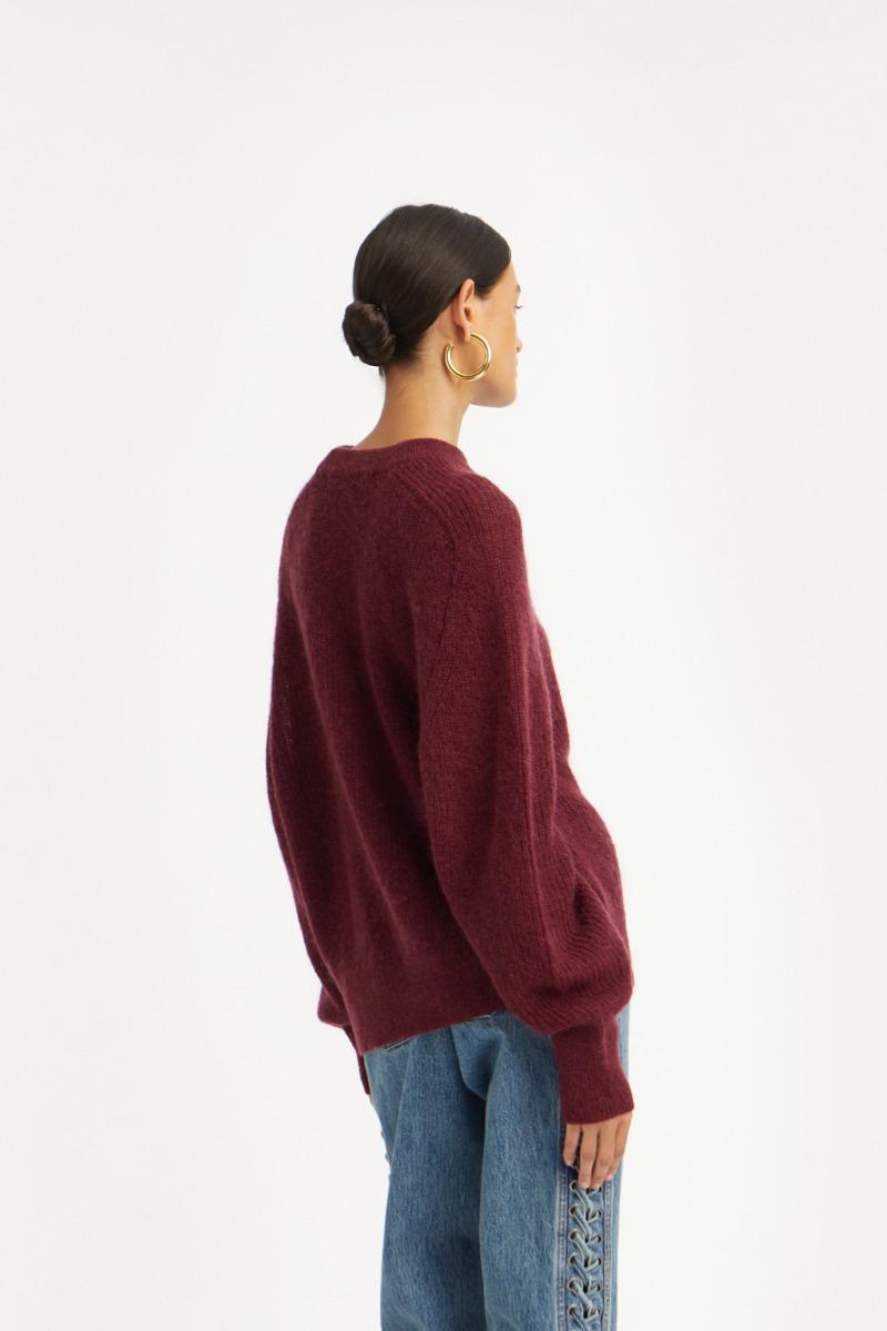 Rotate Birger Christensen Light Knit Logo Sweater Bordeaux