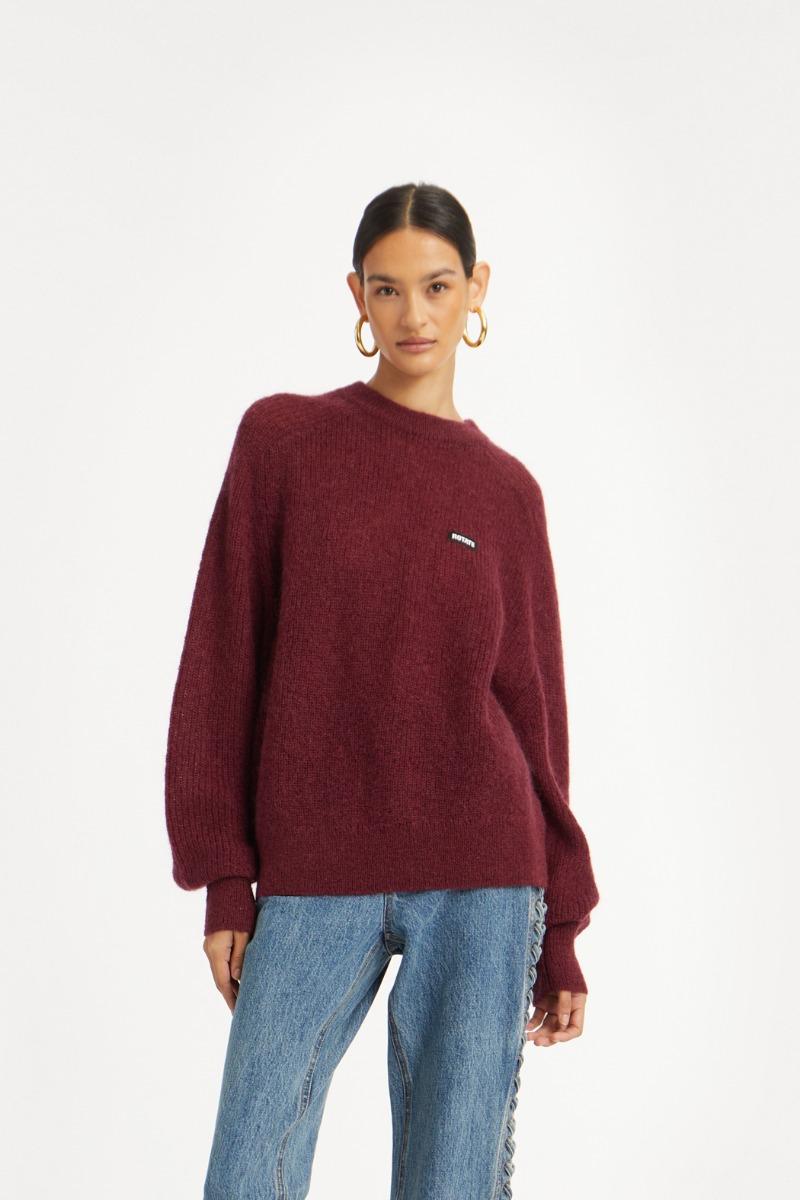 rotate birger christensen Light Knit Logo Sweater Bordeaux
