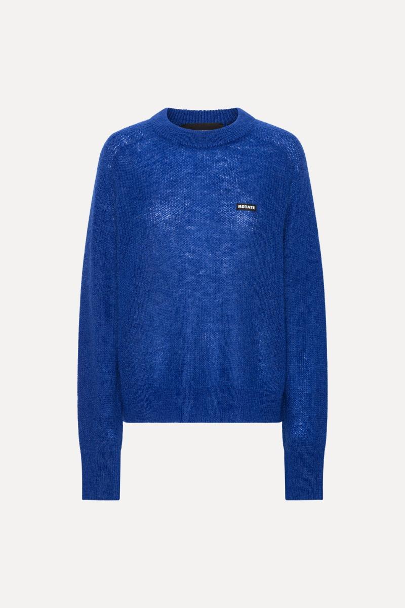 Rotate Birger Christensen Light Knit Logo Sweater Dark Blue