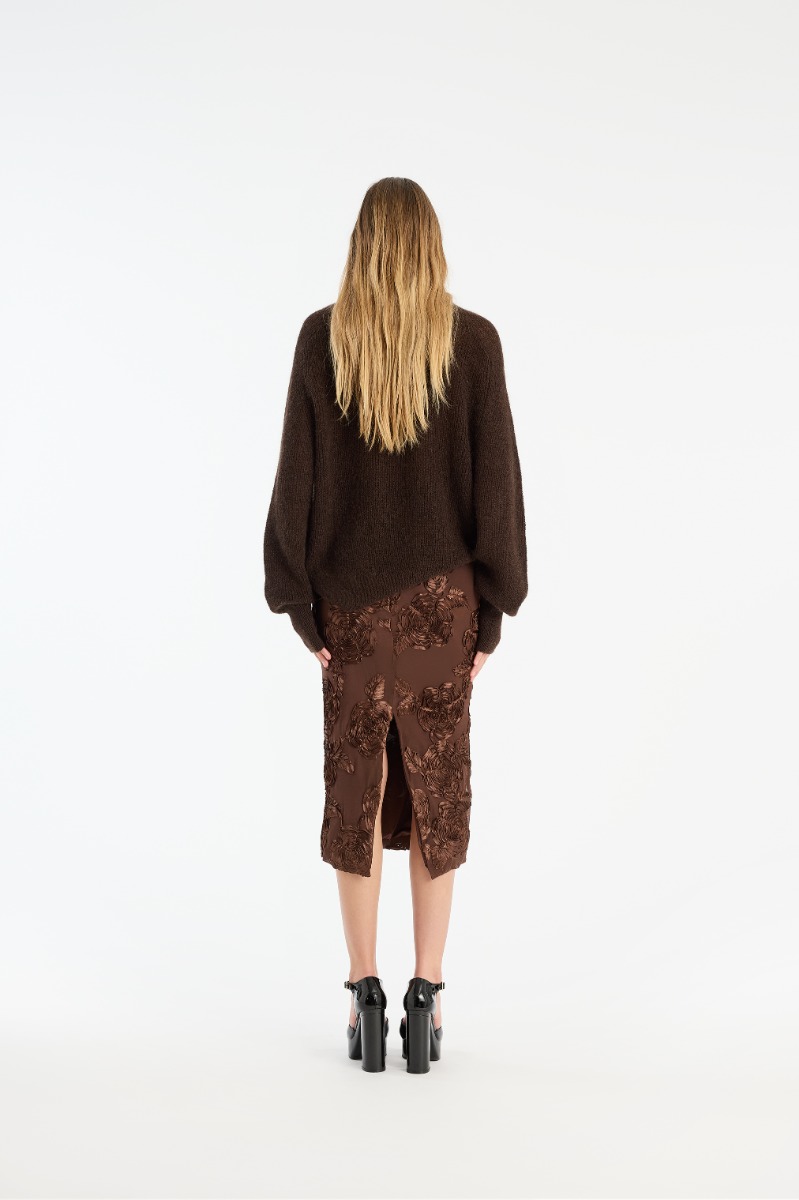 Rotate Birger Christensen Light Knit Logo Sweater Dark Brown