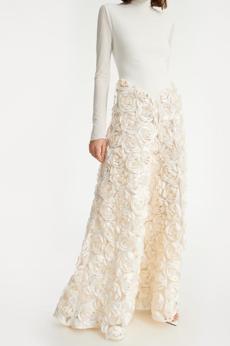 Rotate Birger Christensen Long Sleeve Maxi Dress Creme White