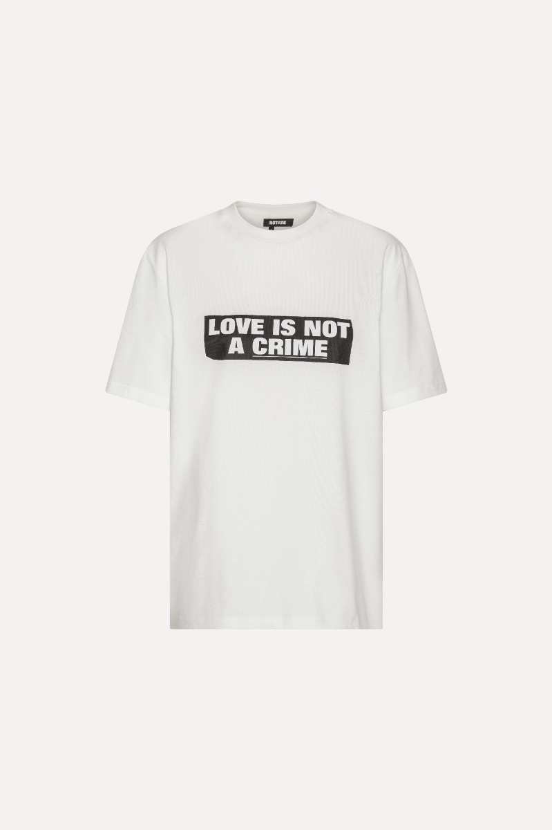 rotate birger christensen Love Is not A Crime T-shirt White - Limited Edition