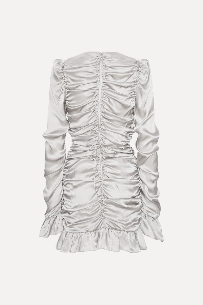 Rotate Birger Christensen Ls Mini Bow Dress Light Grey