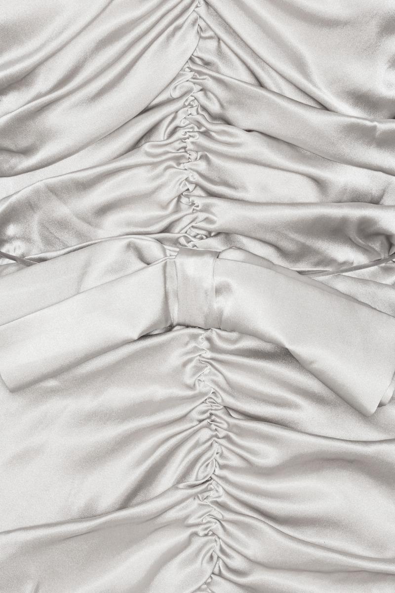 Rotate Birger Christensen Ls Mini Bow Dress Light Grey