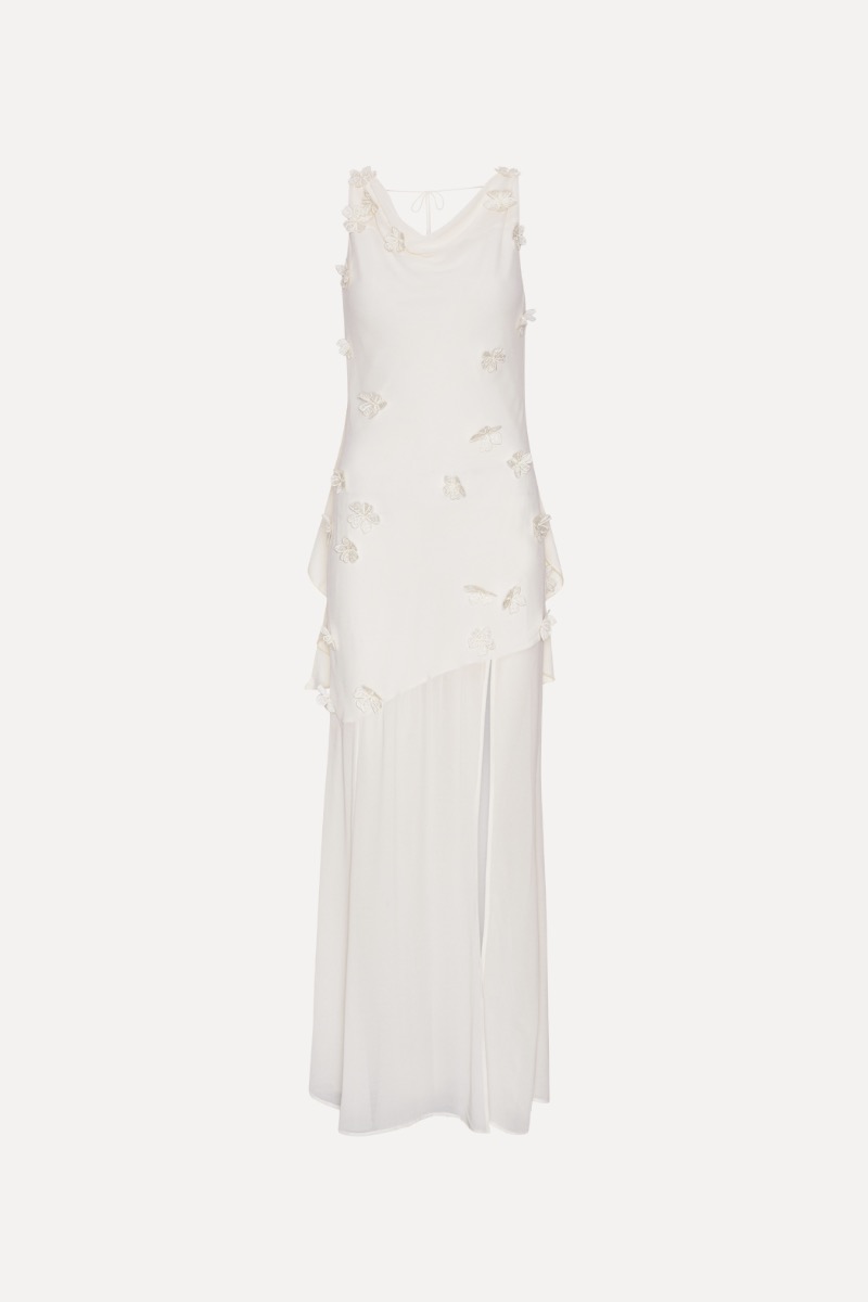 Rotate Birger Christensen Maxi Halterneck Dress White