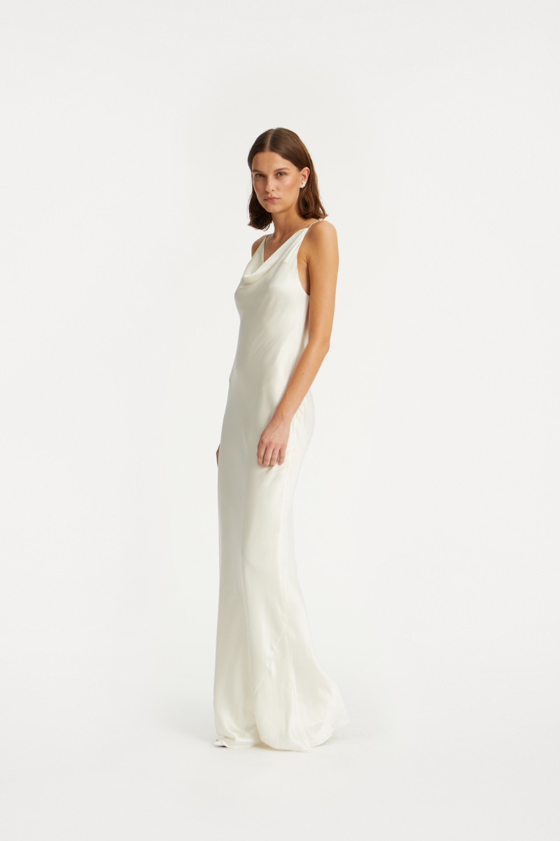 rotate birger christensen Maxi Slip Dress Creme White